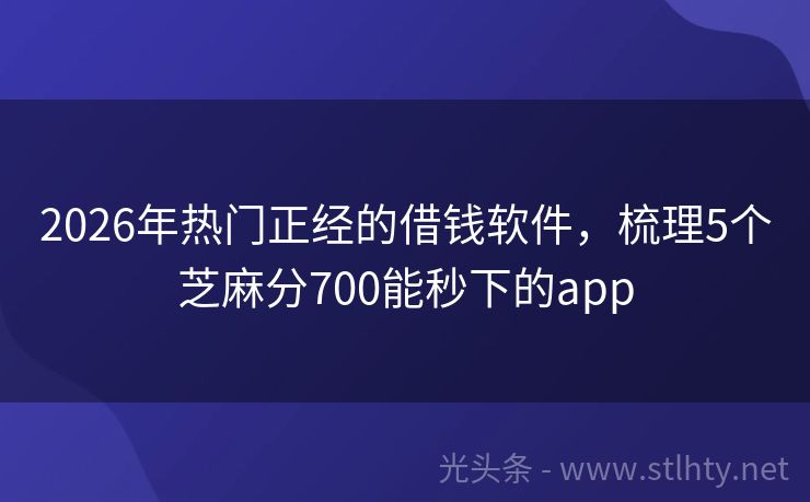 2026年热门正经的借钱软件,梳理5个芝麻分700能秒下的app