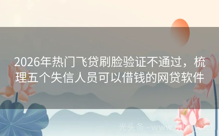 2026年热门飞贷刷脸验证不通过，梳理五个失信人员可以借钱的网贷软件