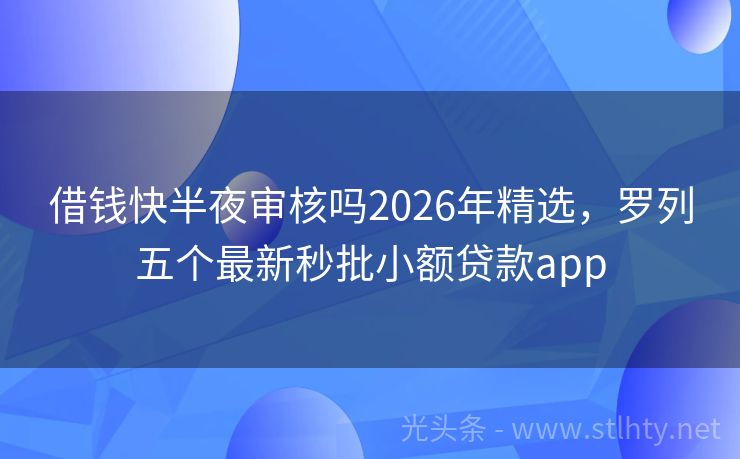 借钱快半夜审核吗2026年精选，罗列五个最新秒批小额贷款app