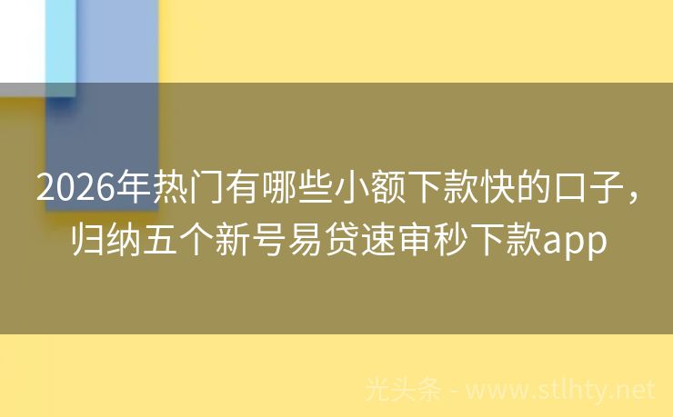 2026年热门有哪些小额下款快的口子，归纳五个新号易贷速审秒下款app