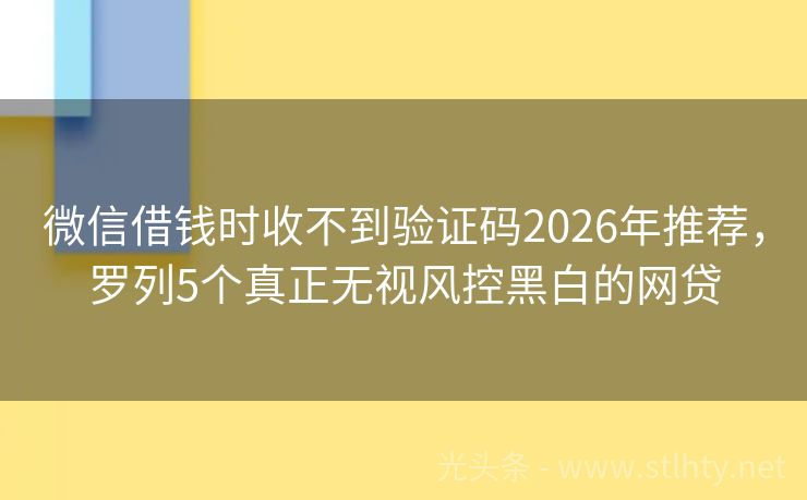 微信借钱时收不到验证码2026年推荐，罗列5个真正无视风控黑白的网贷