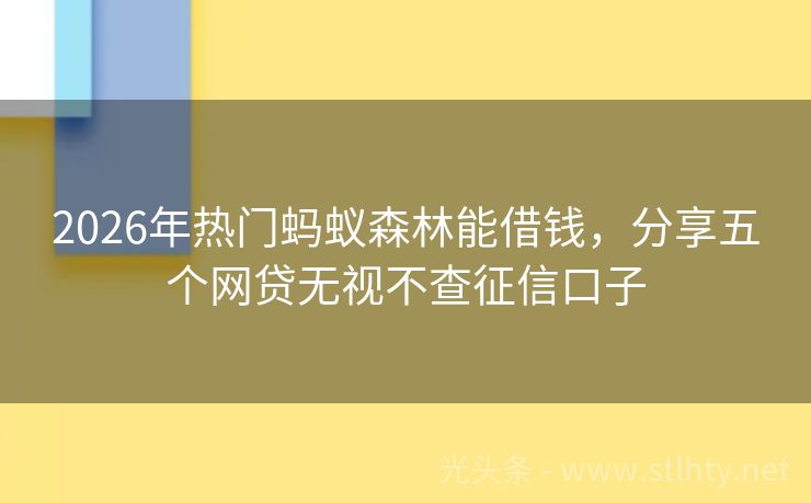2026年热门蚂蚁森林能借钱，分享五个网贷无视不查征信口子