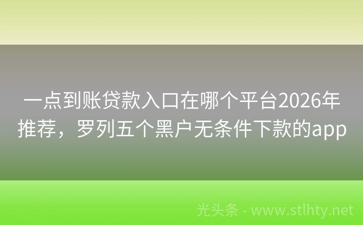 一点到账贷款入口在哪个平台2026年推荐，罗列五个黑户无条件下款的app
