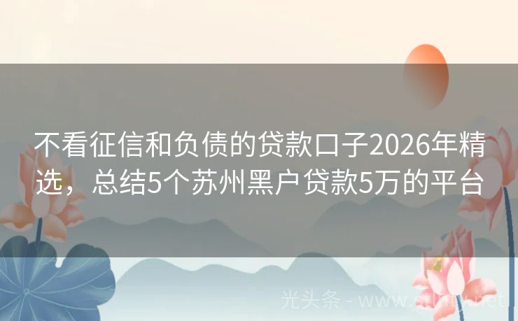 不看征信和负债的贷款口子2026年精选,总结5个苏州黑户贷款5万的平台