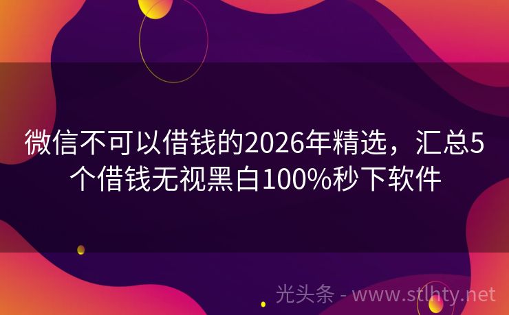 微信不可以借钱的2026年精选，汇总5个借钱无视黑白100%秒下软件