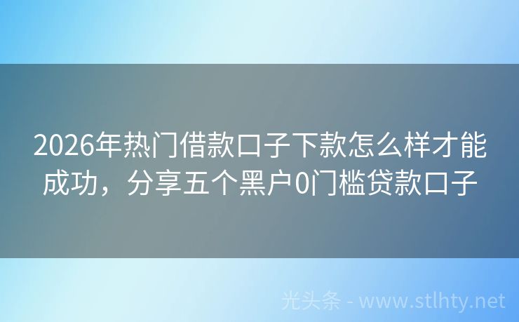 2026年热门借款口子下款怎么样才能成功，分享五个黑户0门槛贷款口子