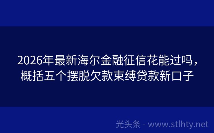 2026年最新海尔金融征信花能过吗，概括五个摆脱欠款束缚贷款新口子