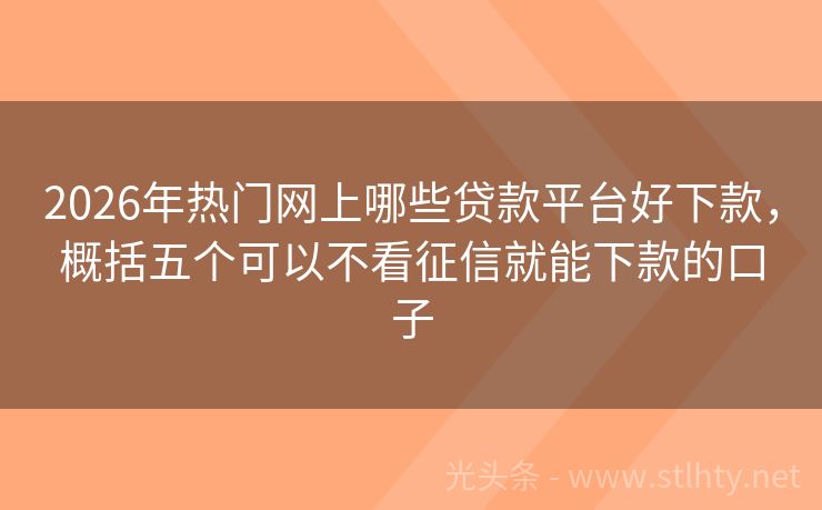 2026年热门网上哪些贷款平台好下款，概括五个可以不看征信就能下款的口子