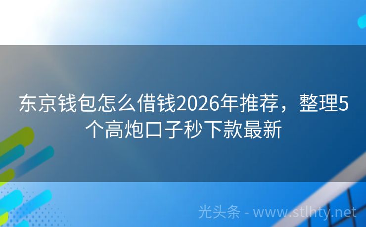 东京钱包怎么借钱2026年推荐，整理5个高炮口子秒下款最新