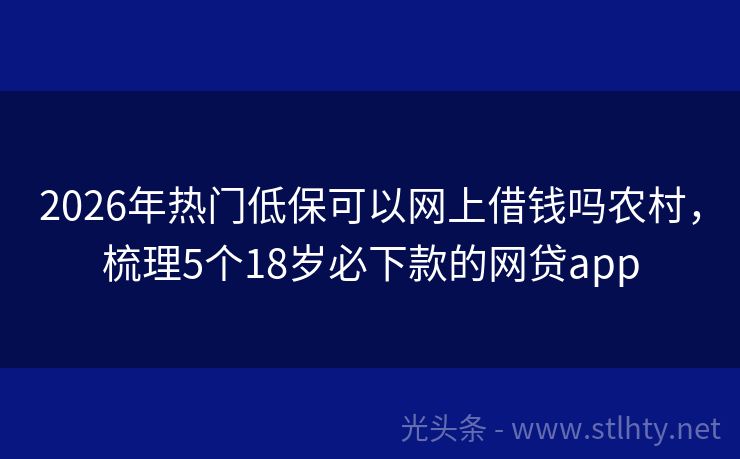 2026年热门低保可以网上借钱吗农村，梳理5个18岁必下款的网贷app