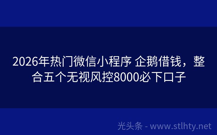 2026年热门微信小程序 企鹅借钱，整合五个无视风控8000必下口子