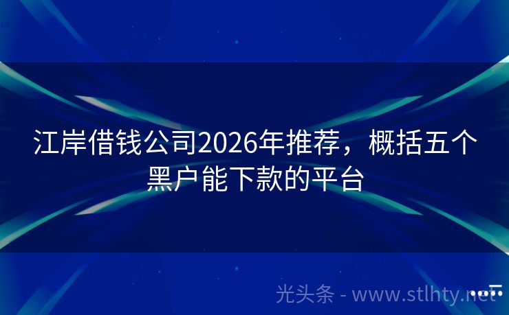 江岸借钱公司2026年推荐，概括五个黑户能下款的平台