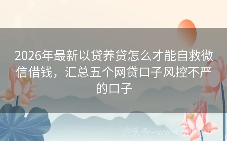 2026年最新以贷养贷怎么才能自救微信借钱，汇总五个网贷口子风控不严的口子