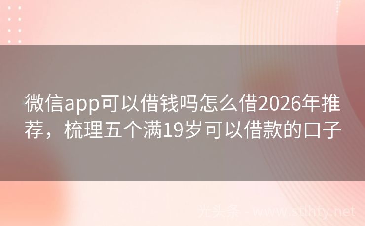 微信app可以借钱吗怎么借2026年推荐，梳理五个满19岁可以借款的口子