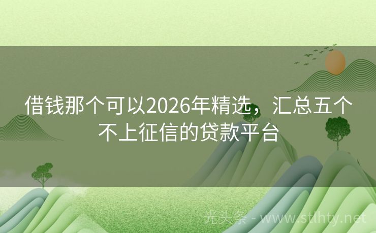 借钱那个可以2026年精选，汇总五个不上征信的贷款平台