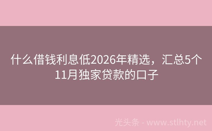 什么借钱利息低2026年精选，汇总5个11月独家贷款的口子