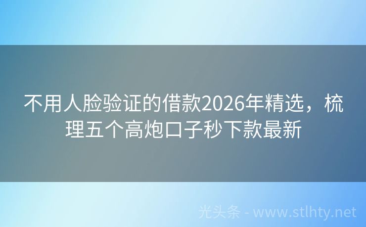 不用人脸验证的借款2026年精选，梳理五个高炮口子秒下款最新