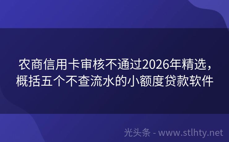 农商信用卡审核不通过2026年精选，概括五个不查流水的小额度贷款软件