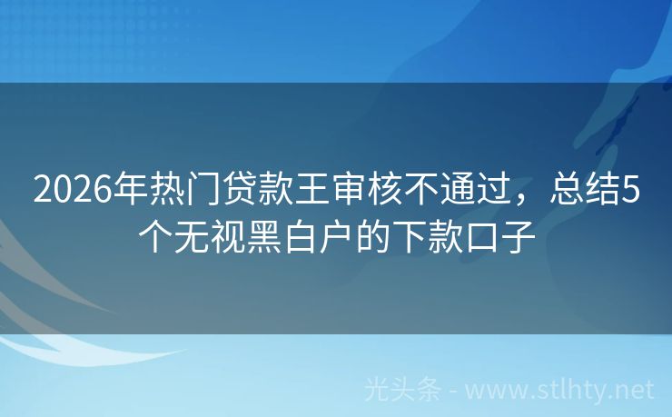 2026年热门贷款王审核不通过，总结5个无视黑白户的下款口子