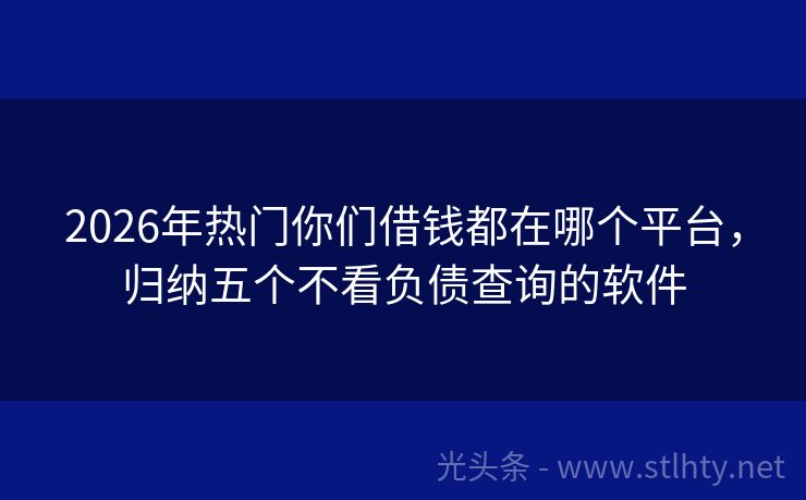 2026年热门你们借钱都在哪个平台，归纳五个不看负债查询的软件