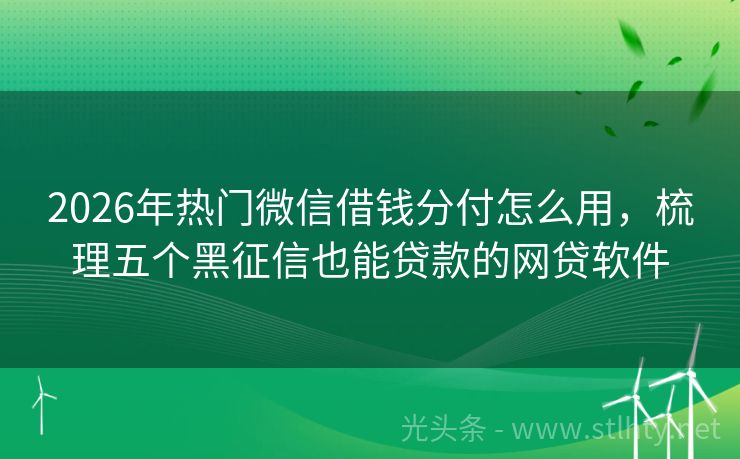 2026年热门微信借钱分付怎么用，梳理五个黑征信也能贷款的网贷软件