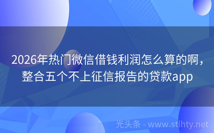 2026年热门微信借钱利润怎么算的啊，整合五个不上征信报告的贷款app