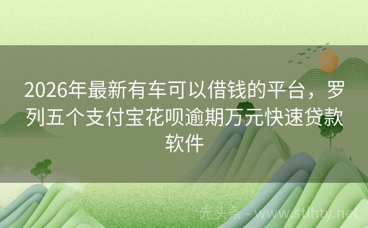 2026年最新有车可以借钱的平台，罗列五个支付宝花呗逾期万元快速贷款软件