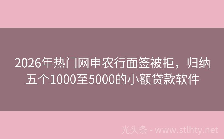 2026年热门网申农行面签被拒，归纳五个1000至5000的小额贷款软件