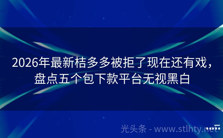 2026年最新桔多多被拒了现在还有戏，盘点五个包下款平台无视黑白