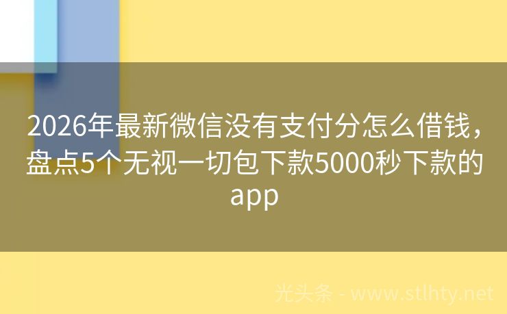 2026年最新微信没有支付分怎么借钱，盘点5个无视一切包下款5000秒下款的app