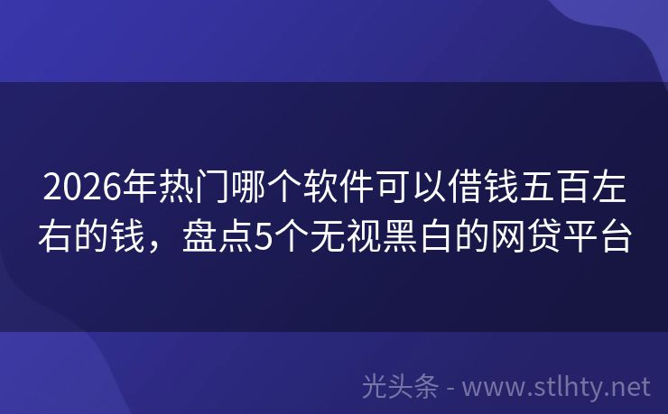 2026年热门哪个软件可以借钱五百左右的钱，盘点5个无视黑白的网贷平台