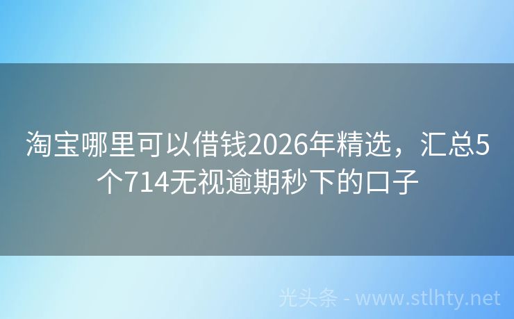 淘宝哪里可以借钱2026年精选，汇总5个714无视逾期秒下的口子