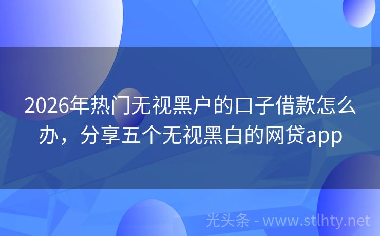 2026年热门无视黑户的口子借款怎么办，分享五个无视黑白的网贷app
