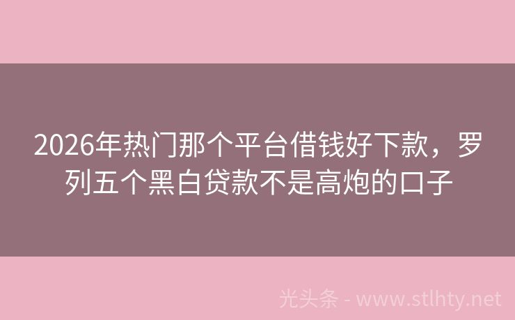 2026年热门那个平台借钱好下款，罗列五个黑白贷款不是高炮的口子