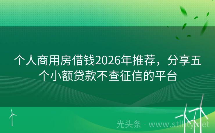 个人商用房借钱2026年推荐，分享五个小额贷款不查征信的平台