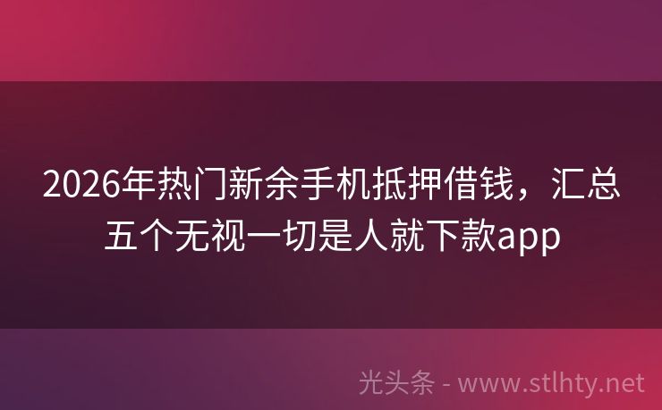 2026年热门新余手机抵押借钱，汇总五个无视一切是人就下款app