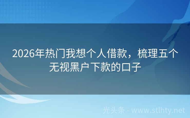 2026年热门我想个人借款，梳理五个无视黑户下款的口子