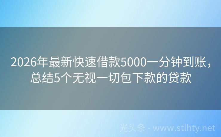 2026年最新快速借款5000一分钟到账，总结5个无视一切包下款的贷款