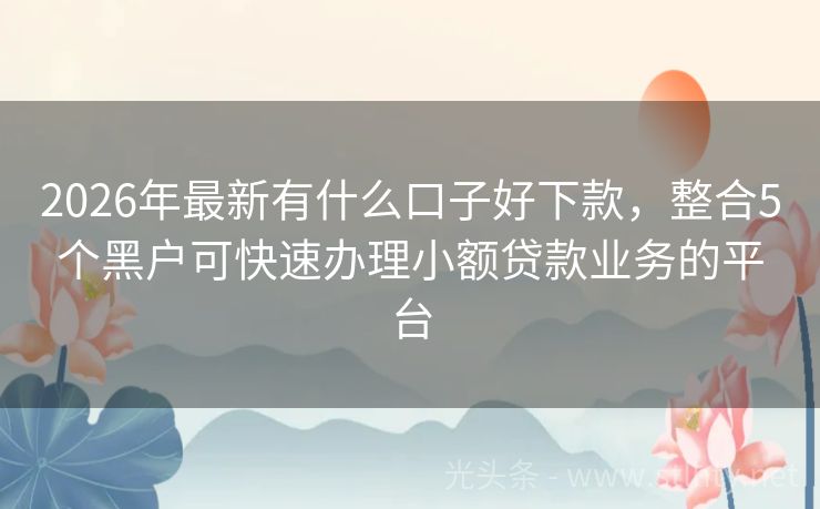 2026年最新有什么口子好下款，整合5个黑户可快速办理小额贷款业务的平台