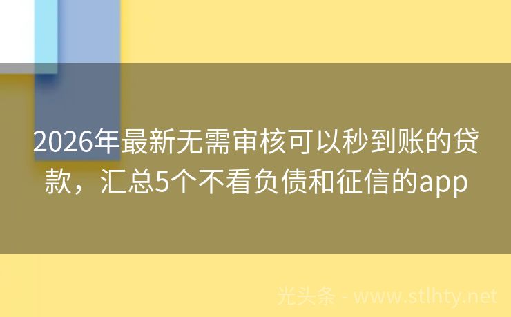 2026年最新无需审核可以秒到账的贷款，汇总5个不看负债和征信的app