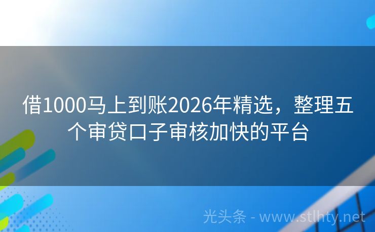 借1000马上到账2026年精选，整理五个审贷口子审核加快的平台