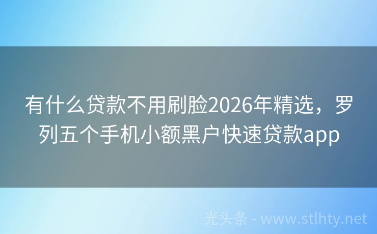 有什么贷款不用刷脸2026年精选，罗列五个手机小额黑户快速贷款app