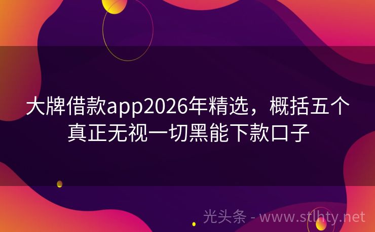 大牌借款app2026年精选，概括五个真正无视一切黑能下款口子