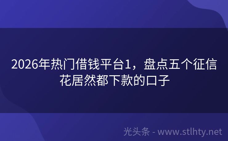 2026年热门借钱平台1，盘点五个征信花居然都下款的口子