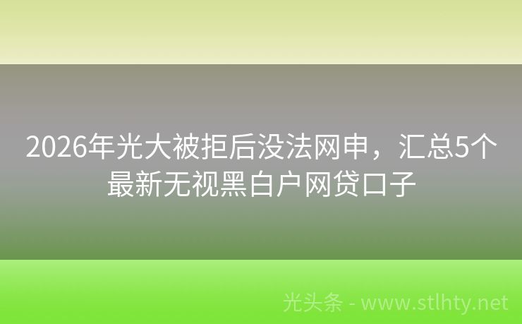2026年光大被拒后没法网申，汇总5个最新无视黑白户网贷口子