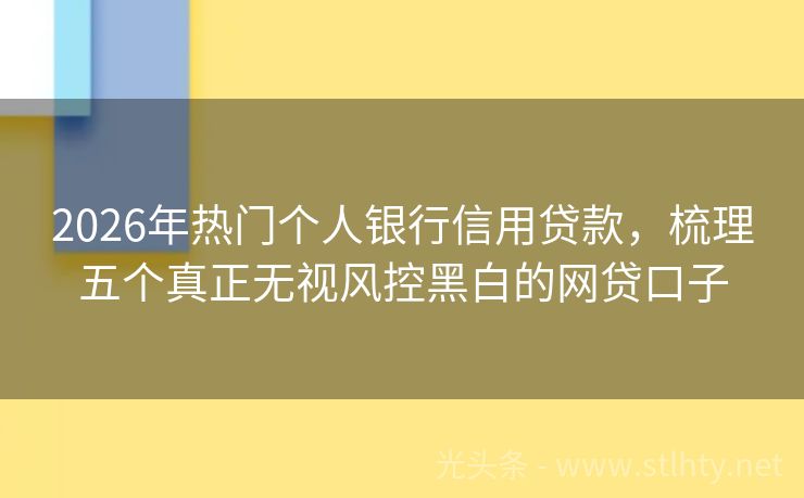 2026年热门个人银行信用贷款,梳理五个真正无视风控黑白的网贷口子