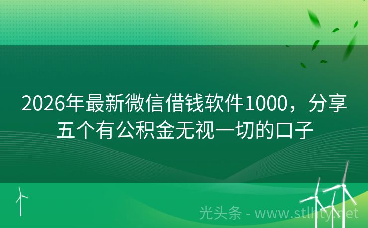 2026年最新微信借钱软件1000，分享五个有公积金无视一切的口子