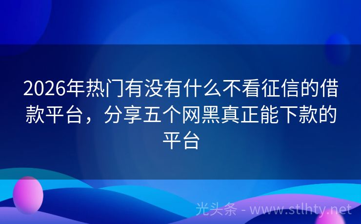 2026年热门有没有什么不看征信的借款平台，分享五个网黑真正能下款的平台