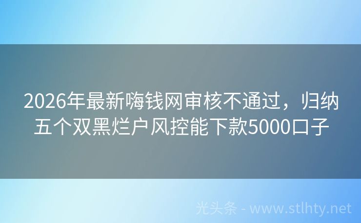 2026年最新嗨钱网审核不通过，归纳五个双黑烂户风控能下款5000口子