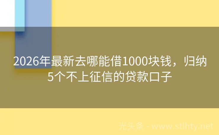 2026年最新去哪能借1000块钱，归纳5个不上征信的贷款口子